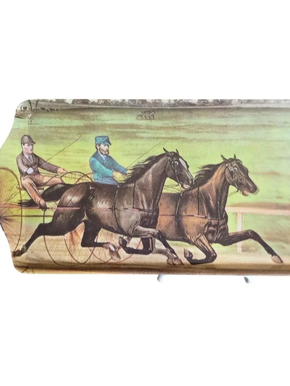 Equestrian Horse Harness Racing Cart Scene Display Tray Empire City Casino 6.5